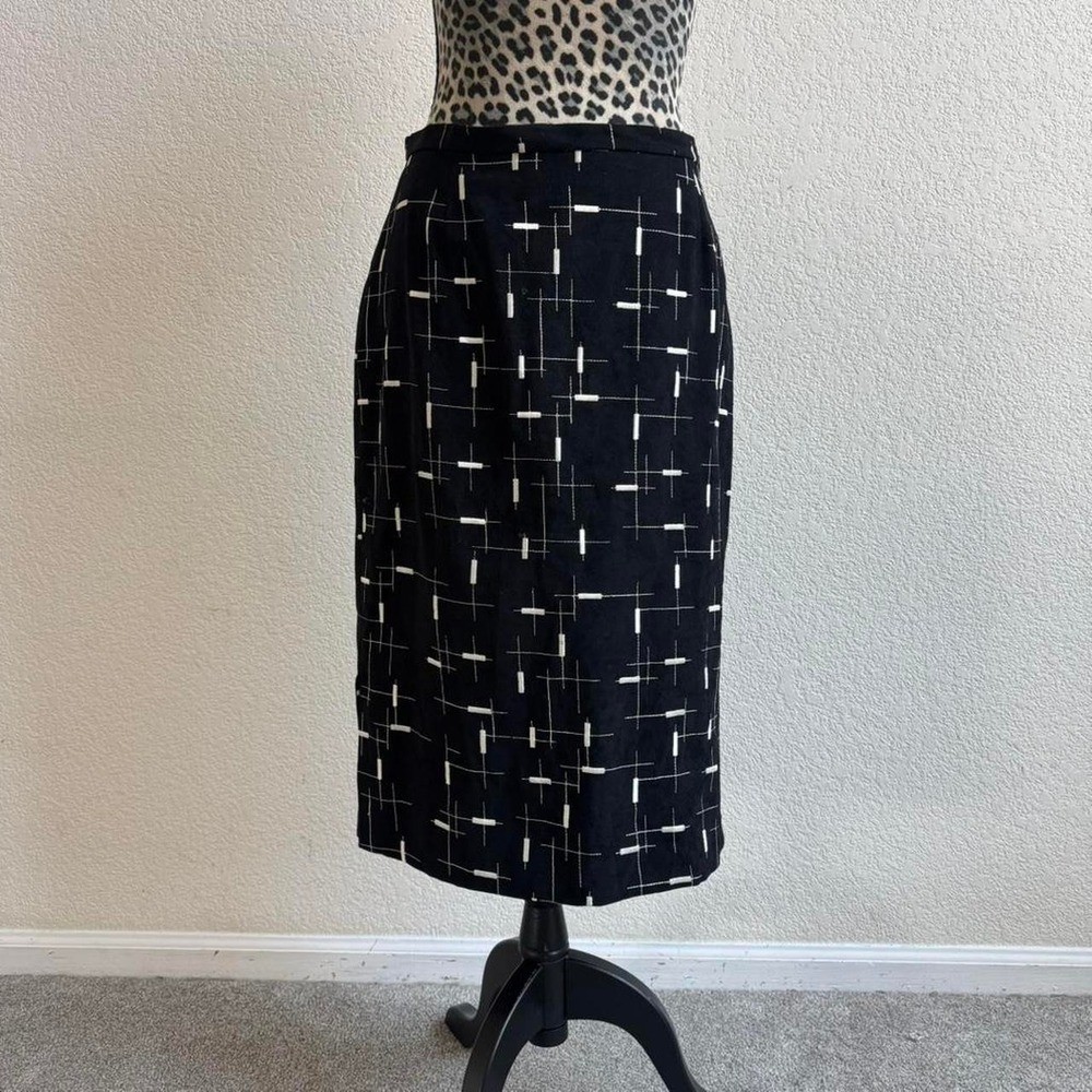 Alberto Makali vintage black & white abstract grid pattern midi skirt