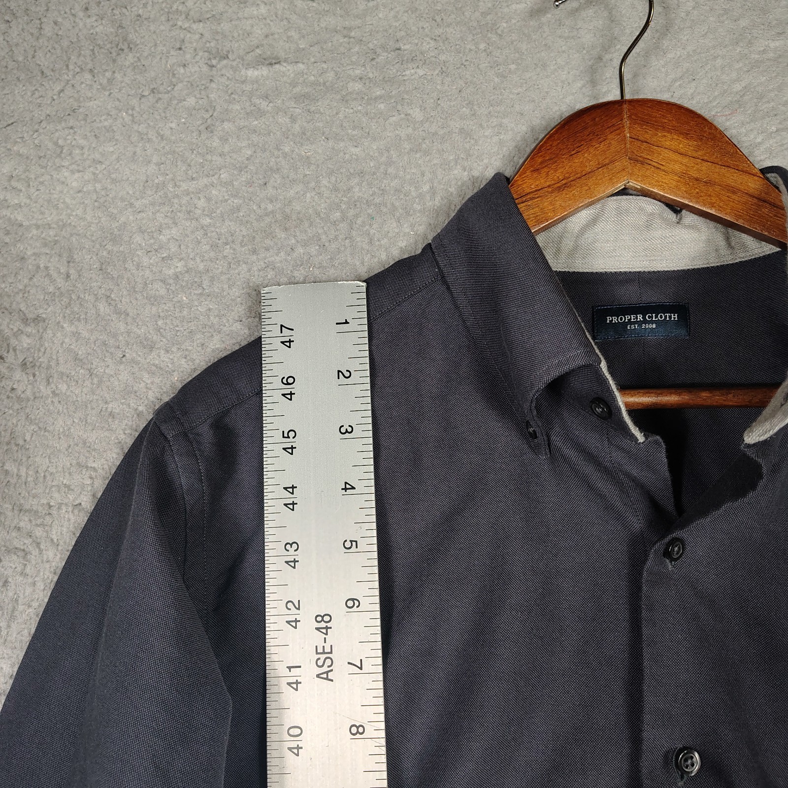 Proper Cloth Oxford Shirt Men’s 17-33 Charcoal Long Sleeve Button Down Classic