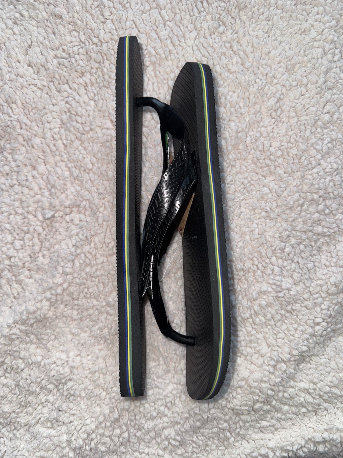 Havaianas Brasil Logo Men’s Black Flip Flop Sandals Slip-On Rubber US 11