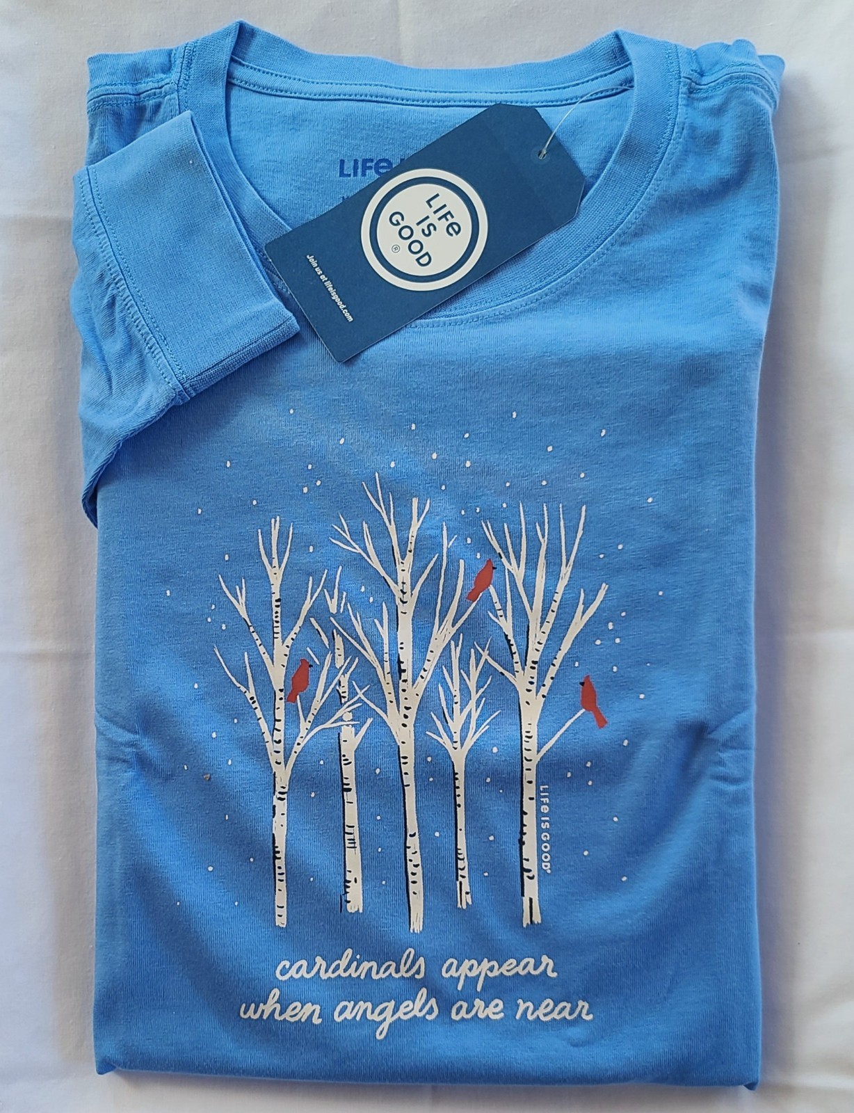 Life Is Good LS Shirt Crusher Tee CARDINALS APPEAR BIRCH TREES 51in Womens XXL