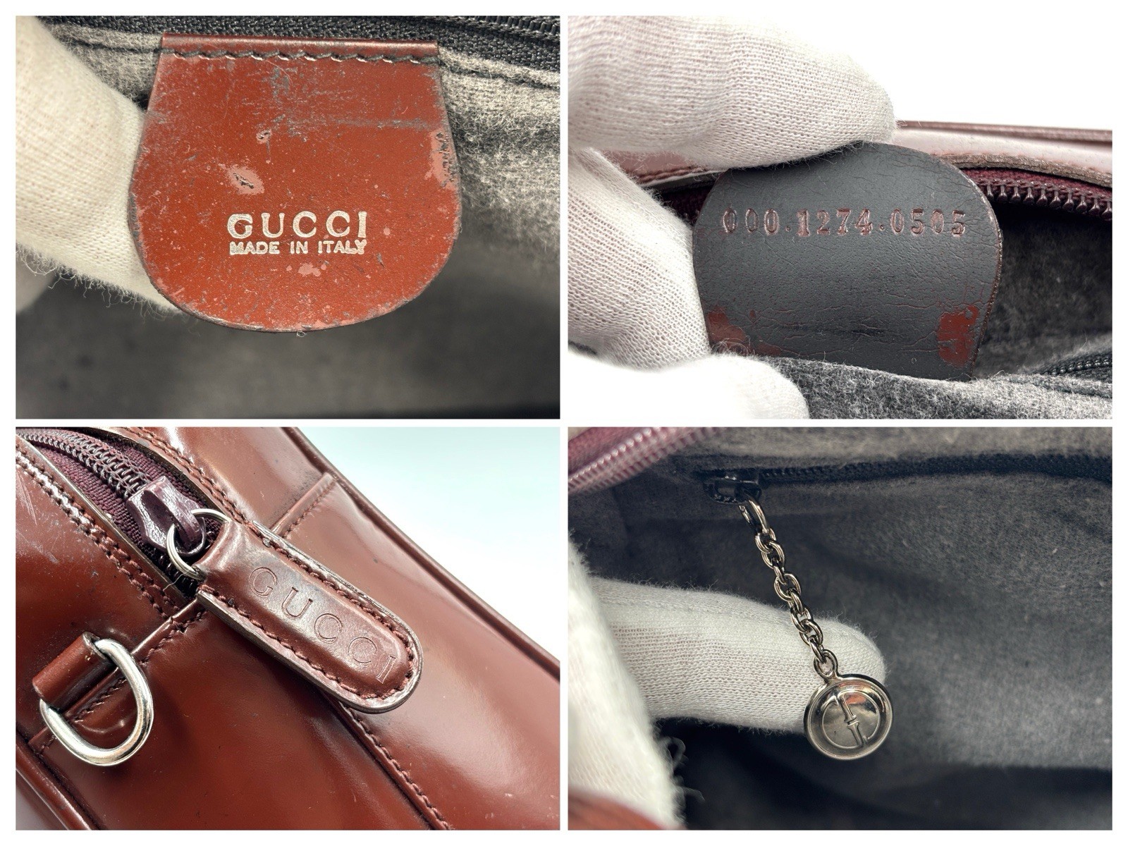 Gucci Handbag Shoulder Bag Patent Leather Interlocking G Brown Authentic