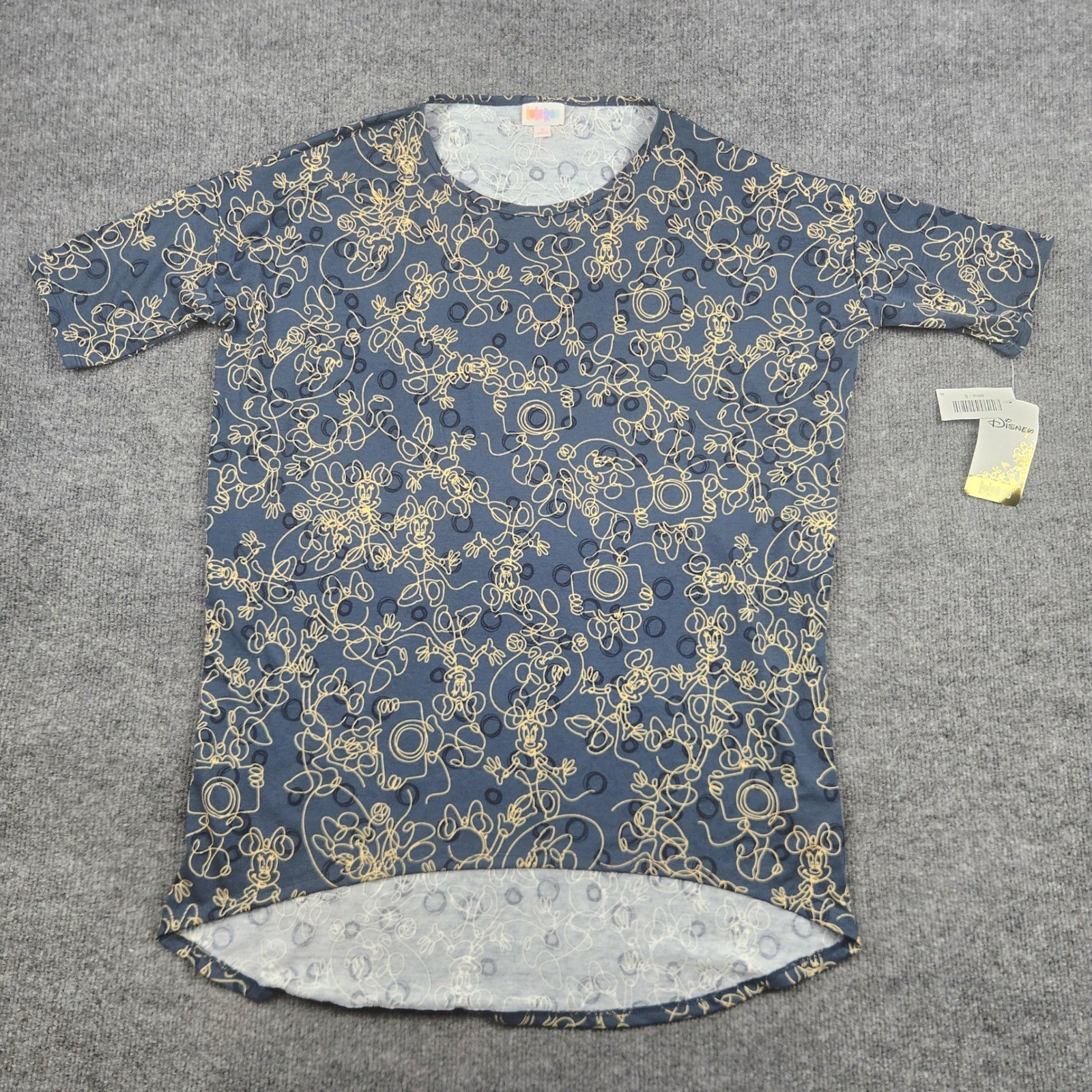 LuLaRoe Disney Irma Tunic Top Small NWT Mickey Minnie Mouse Navy Blue Yellow