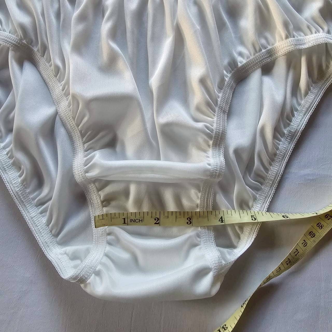 6 Plus Underwear Mid-Waist Panties Women Mens Briefs Nylon Silky Soft 2XL/White