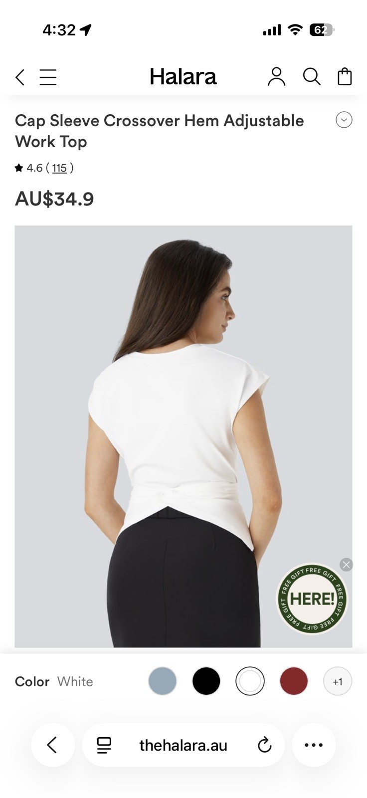 Halara White Athleisure Top Cap Sleeves Crossover Hem BNWT Large