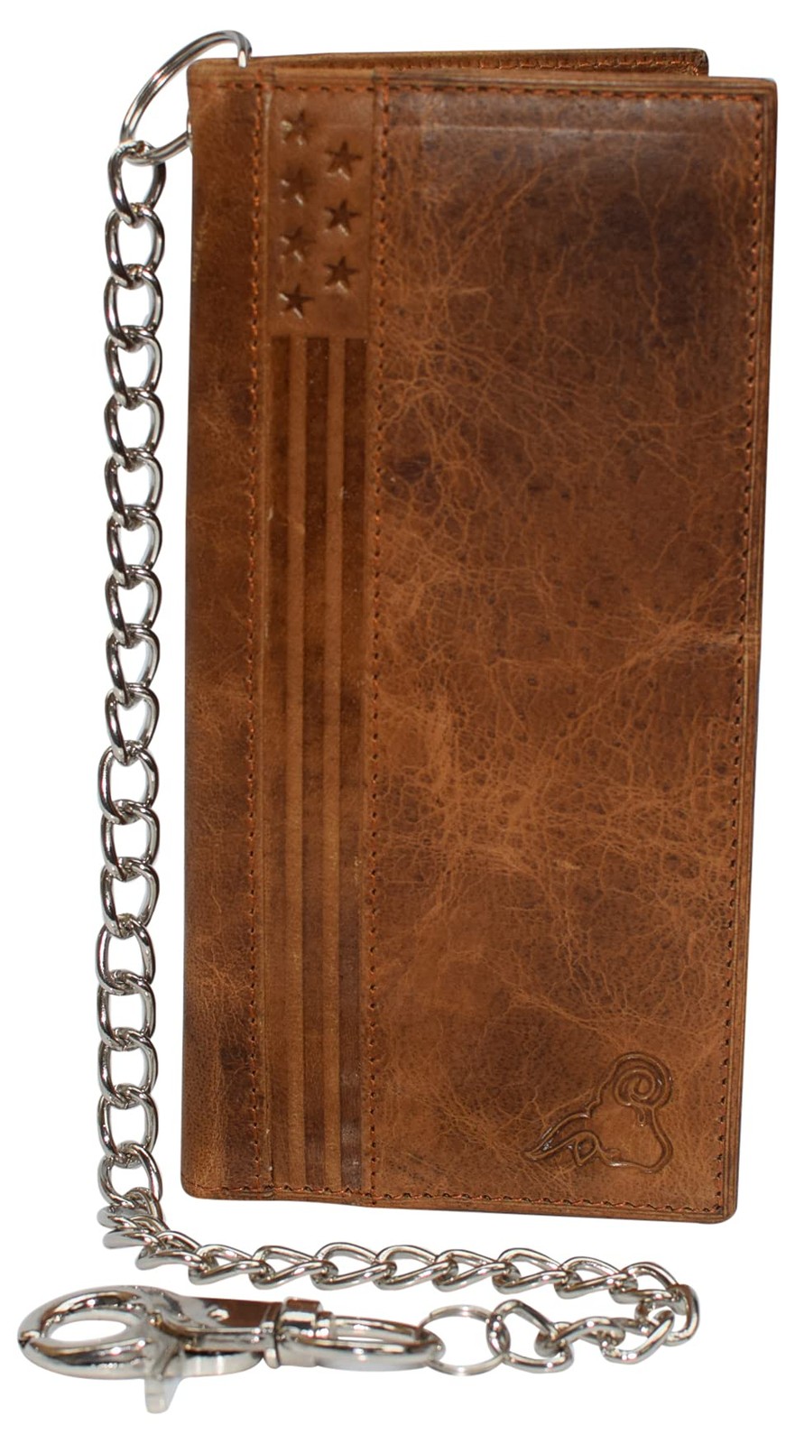 Cavelio Genuine Leather Men’s Chain Biker Wallet Long Bifold Tan with
