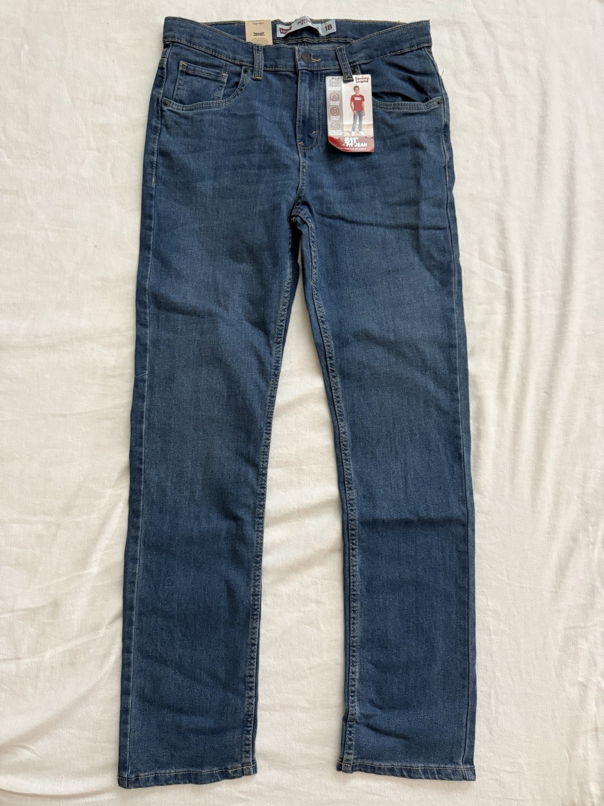 NEW Levis Boys Jeans Performance 511 Slim Fit Size 18 Reg 29X31 Adjustable Waist