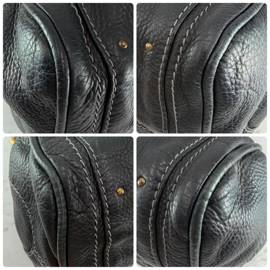 Chloe Paddington Leather Handbag Medium Boston Bag Black Authentic Vintage Y2K