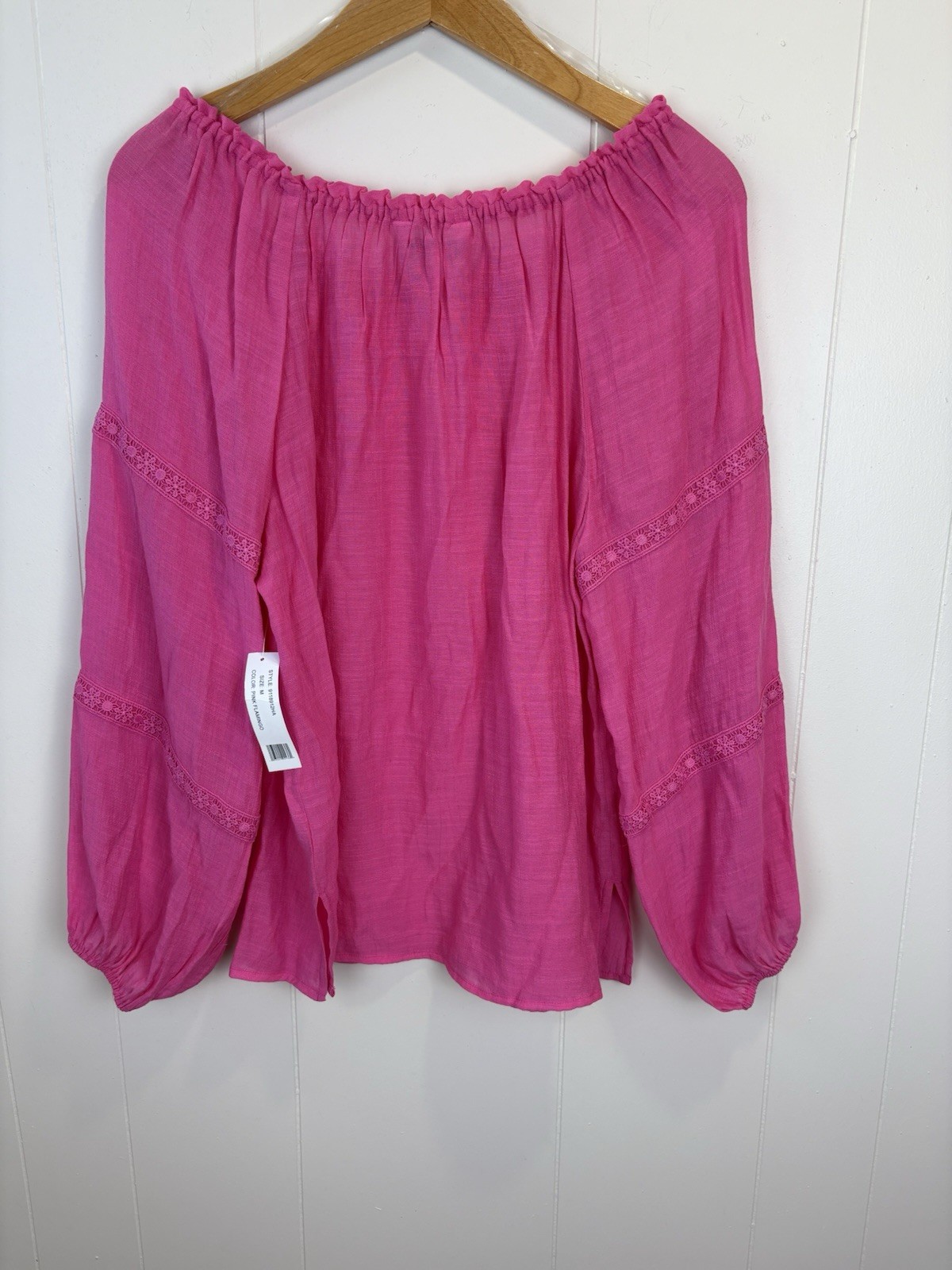 Brand New Bright Pink Lightweight Blouse with Embroidery Detail on Sleeves
