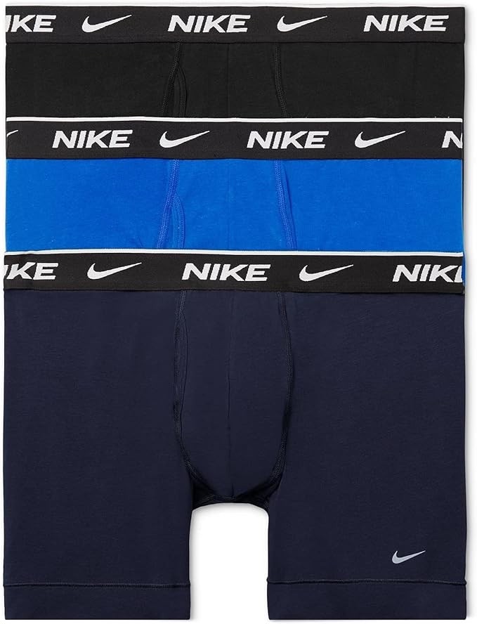 NEW Nike Everyday Cotton Stretch Dri-Fit Boxer Briefs 3 PACK Black & NAVY •Men’s