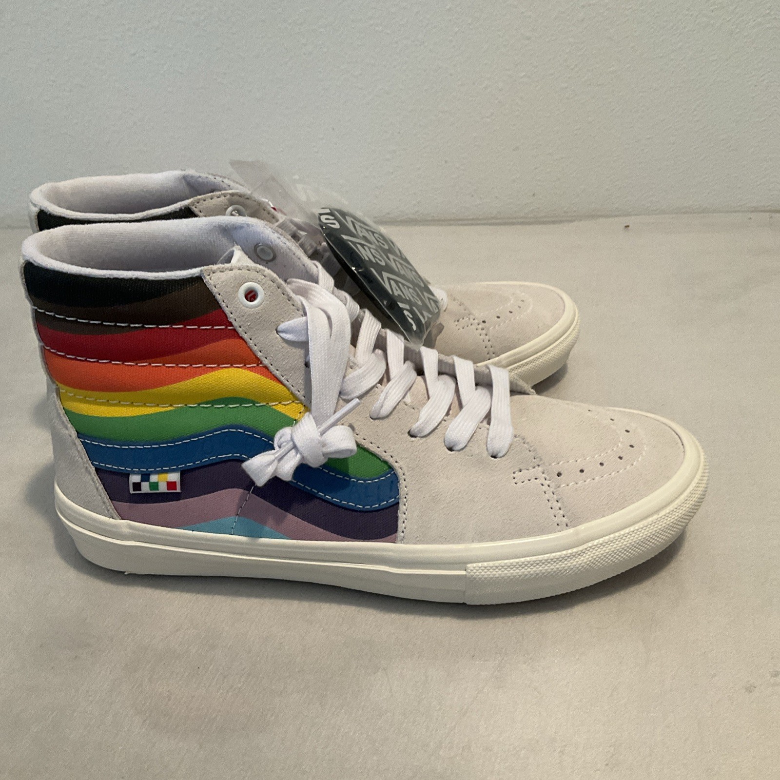 Vans Skate Sk8-Hi Pride White Rainbow Classic Shoe Mens Size 9 Women 10.5 NEW