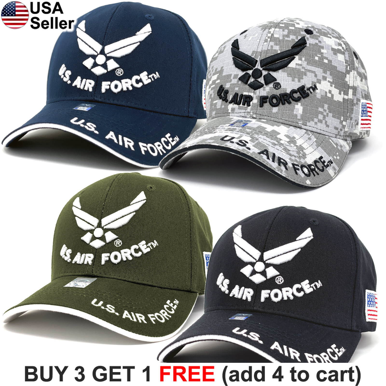 US Air Force Logo Cap Hat USAF Military American U.S. Armed Forces USA Patriotic