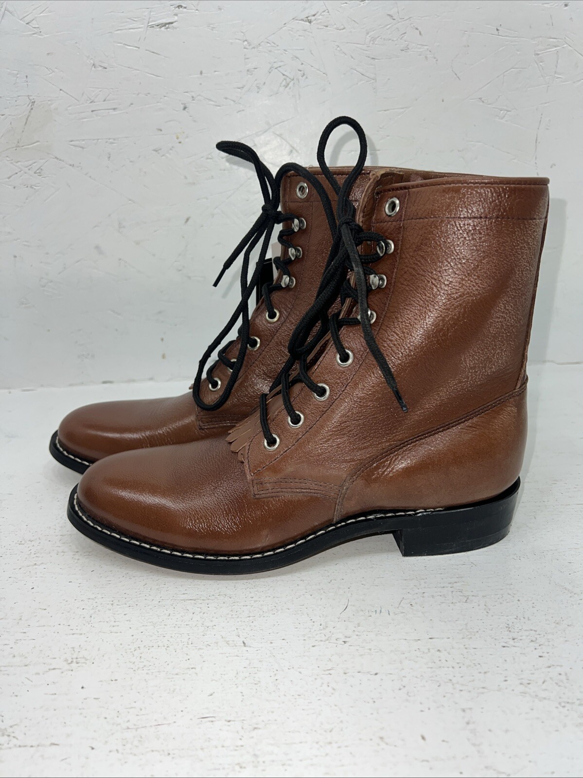 New Women’s Brown Lace Up Jama Cowboy Boots. 065 6.5 6 1/2. 19-71