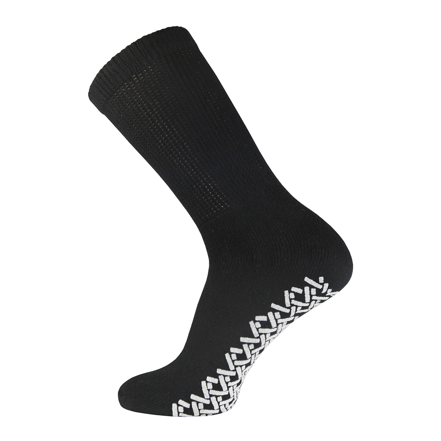 Non-Skid Diabetic Crew Socks, Non Binding Top Therapeutic Cotton Gripper Socks