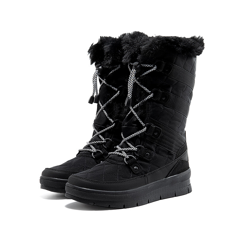 Women’s Snow Boots Soft Warm Fur Lined Lace up Mid Calf Outdoor Indoor Ski Boots