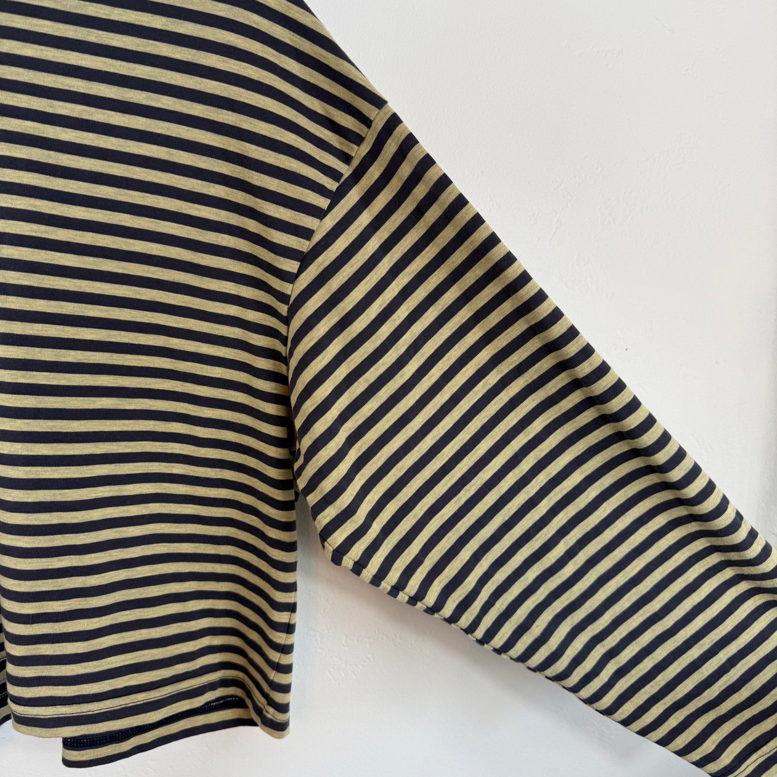 Lioness Bloom Top Beige Stripe Long Sleeve Navy Blue Boxy Oversized Streetwear S