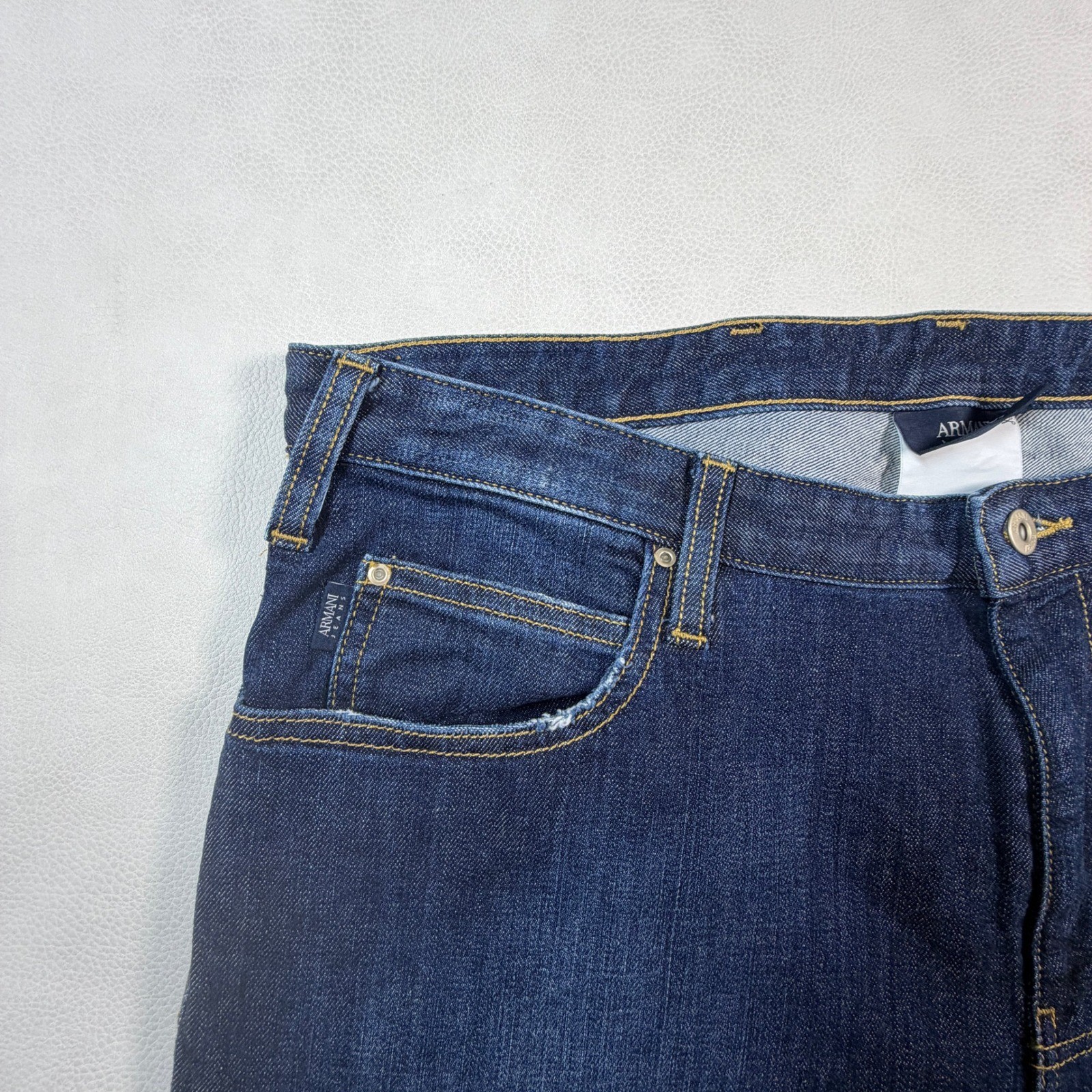 Armani Jeans Mens 38×31 Dark Wash Straight Leg Denim Pants 6Y6J45 6D31Z Blue