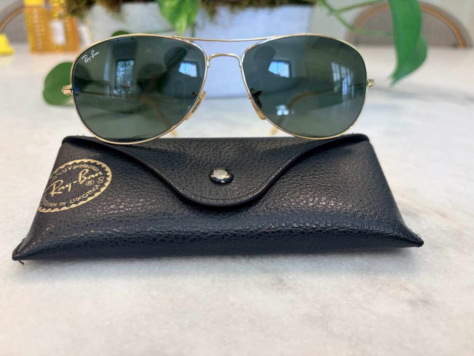 Ray Ban Sunglasses Aviator Cockpit 3362 Green Classic Lenses 59mm With Case