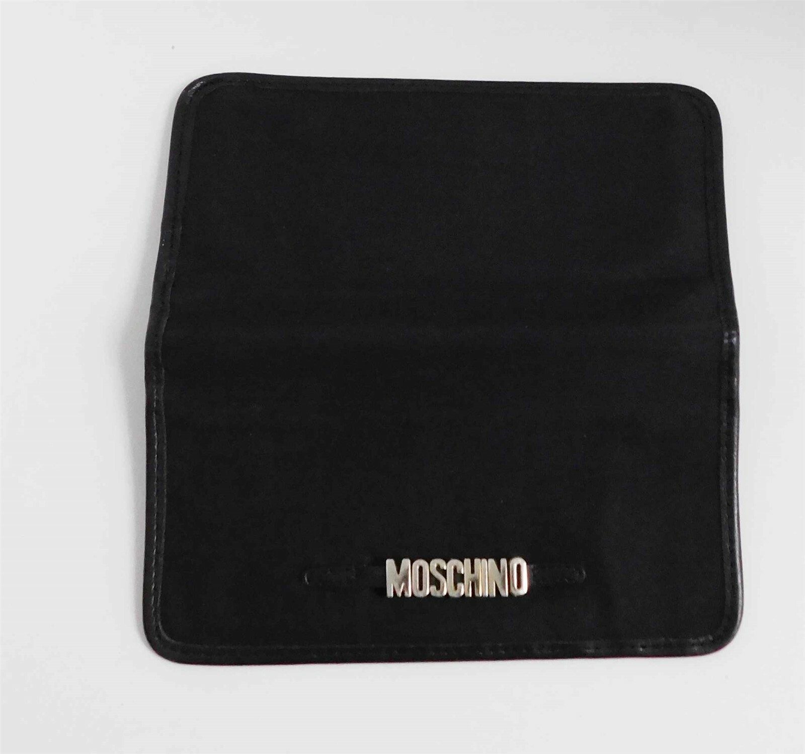 Moschino Redwall Italy Vintage Black Nylon Leather Checkbook Clutch Wallet