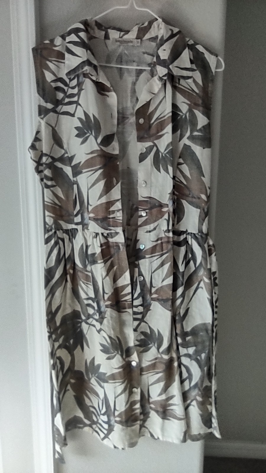 Laura Bianchi Womens M Linen Floral Sleeveless Button Front Collared Romper