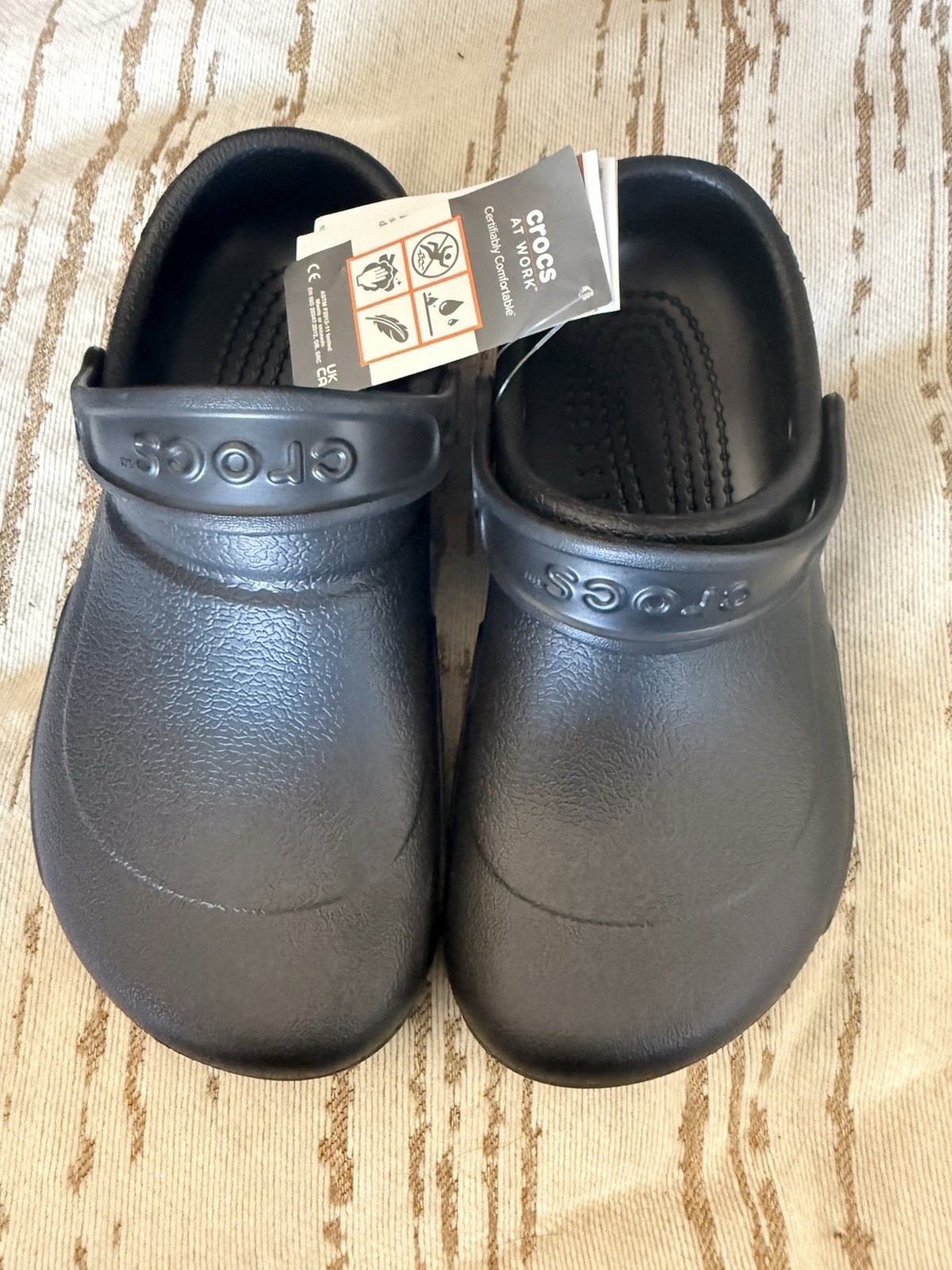 Crocs At Work Men’s Black Slip-On Clogs US 7 Polyester Upper Work Casual
