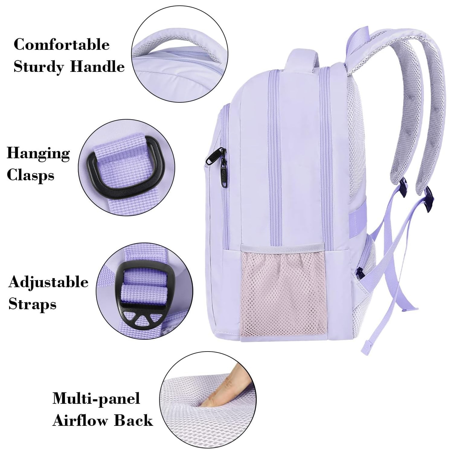 MATEIN Purple Cute Laptop Backpack for Girls, 15.6 Inch College School Bag | Wat