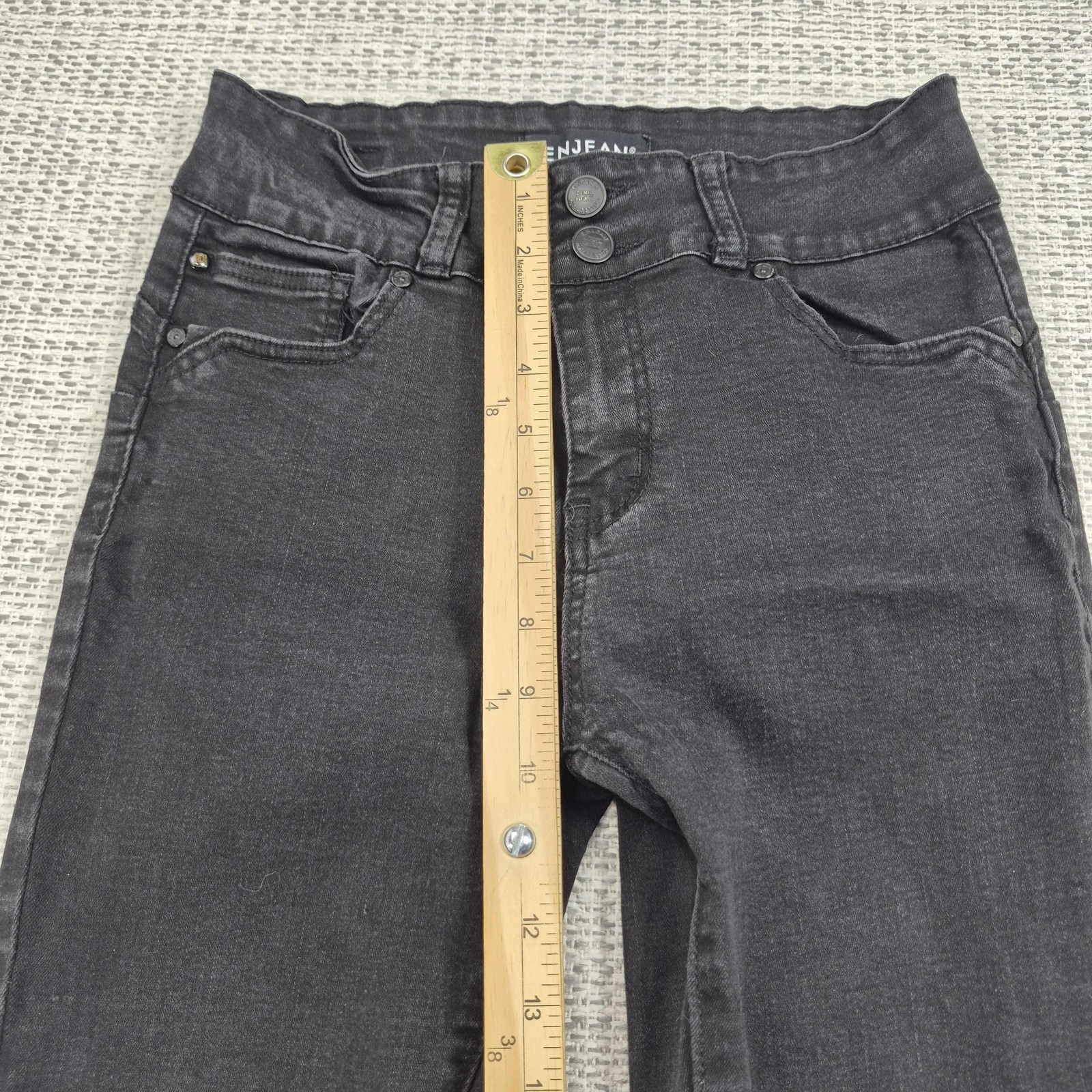 ENJEAN Jeans Juniors 7 Gray Charcoal Wash Skinny High Rise Stretch Denim