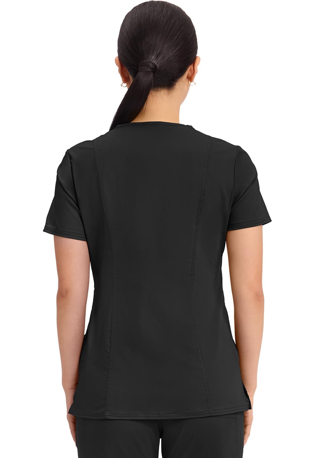 WW Revolution by WW610 Womens Mock Wrap Scrub Top, Black, M