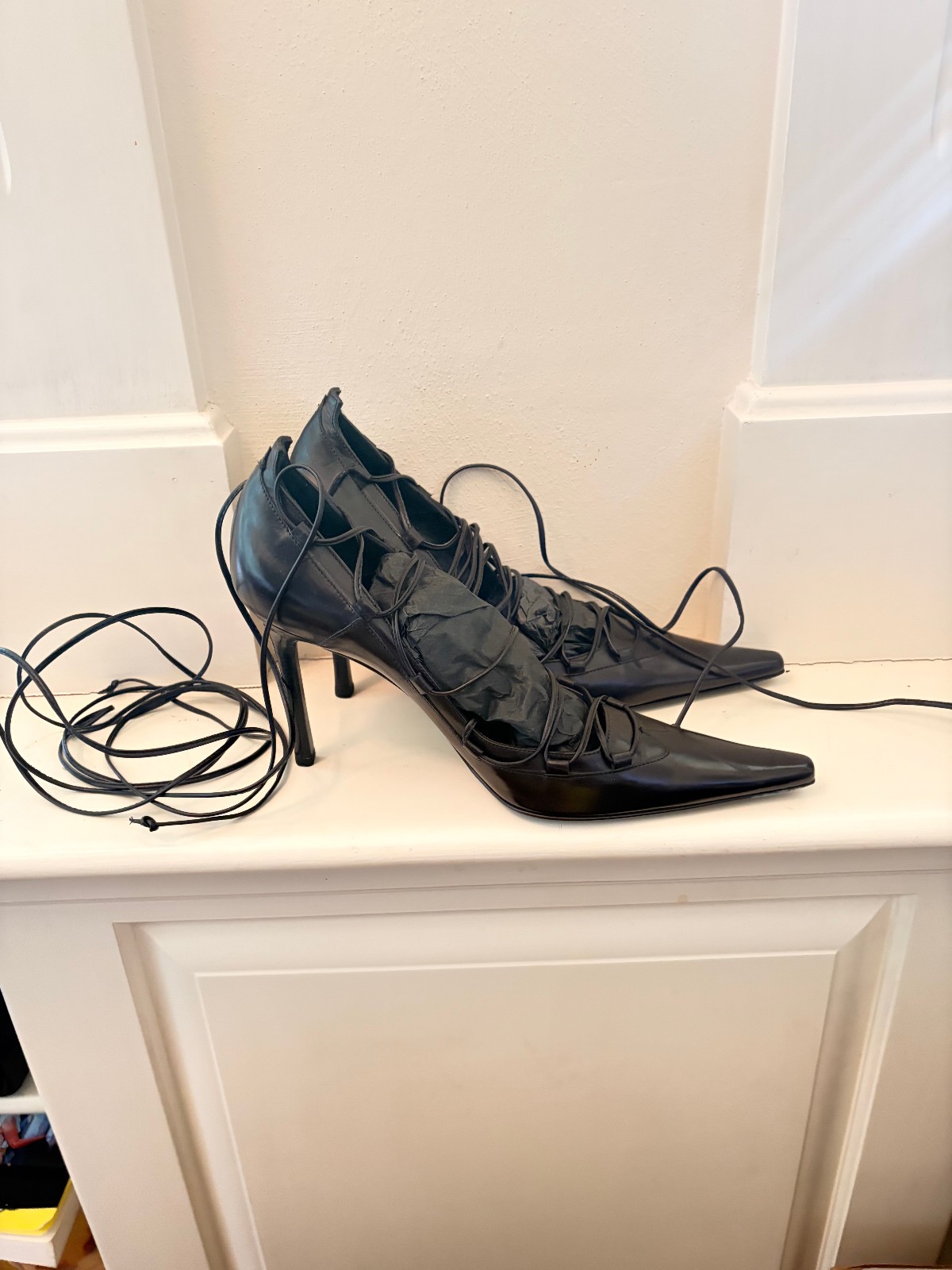 Vintage Italian Cesare Paciotti Lace up heels Size 38 EU NEVER WORN
