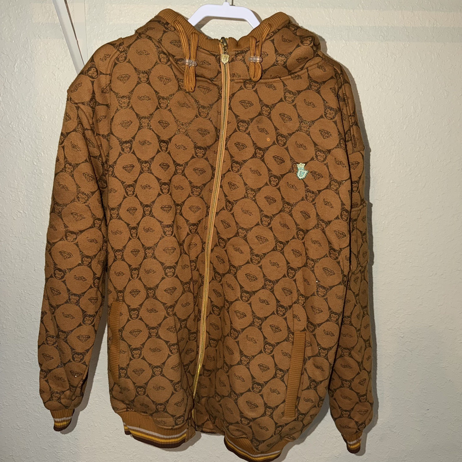 Barefox Gold Full Zip Hoodie Jacket 2XL Brown Rare Hip Hop Streetwear Y2K VTG