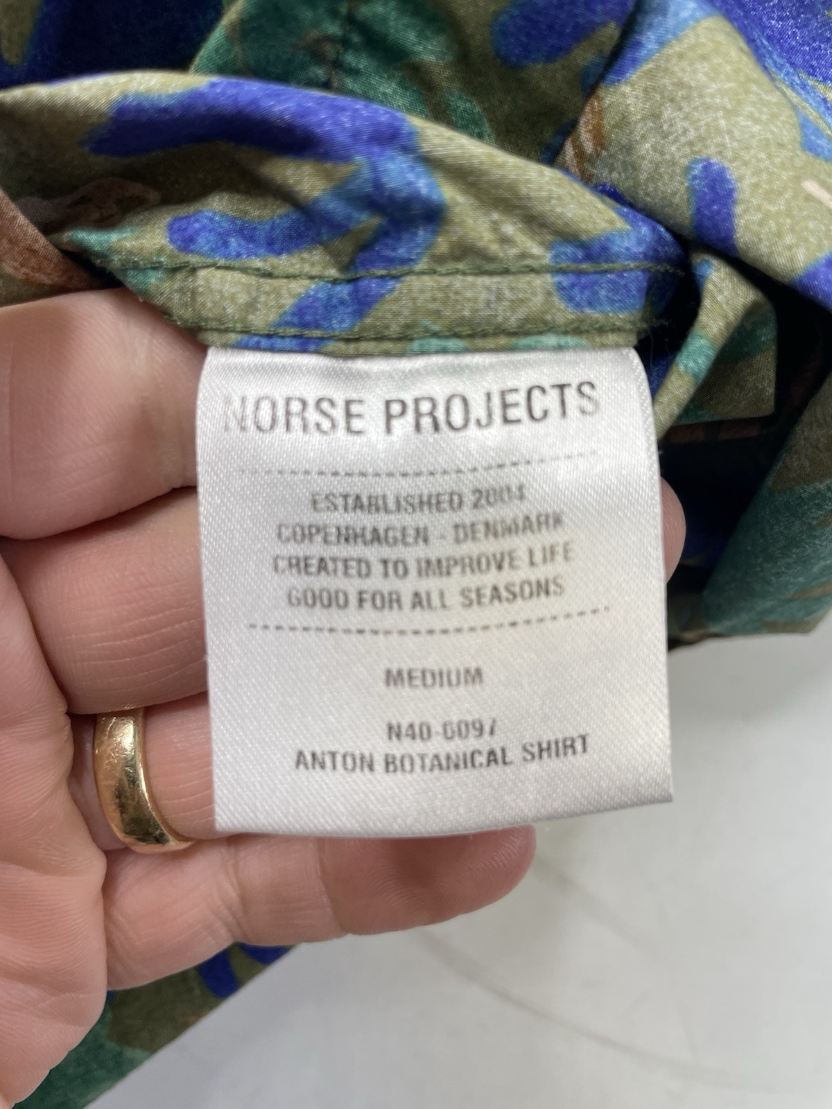 Norse Projects Mens Medium 100% Cotton Anton Botanical Shirt Button Down Floral