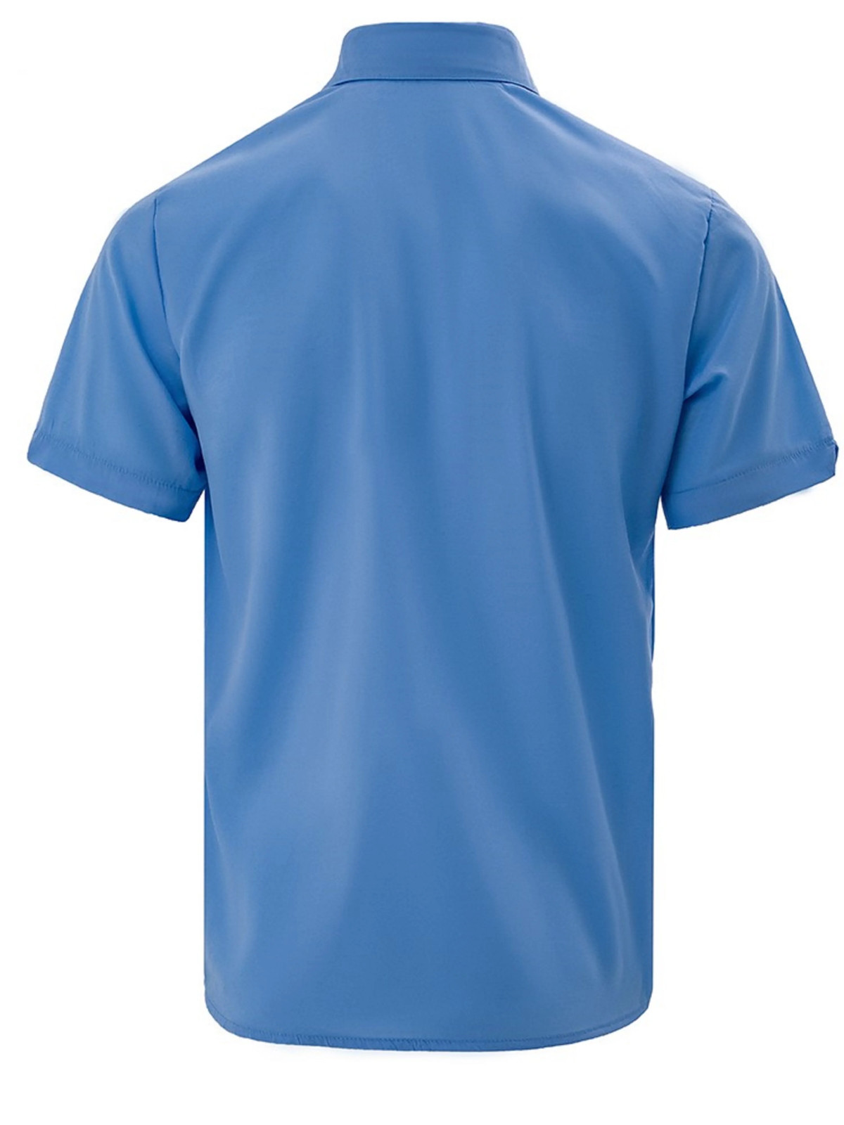 Men’s Summer Lapel Solid Short Sleeve Shirt with Two Pockets Casual Button