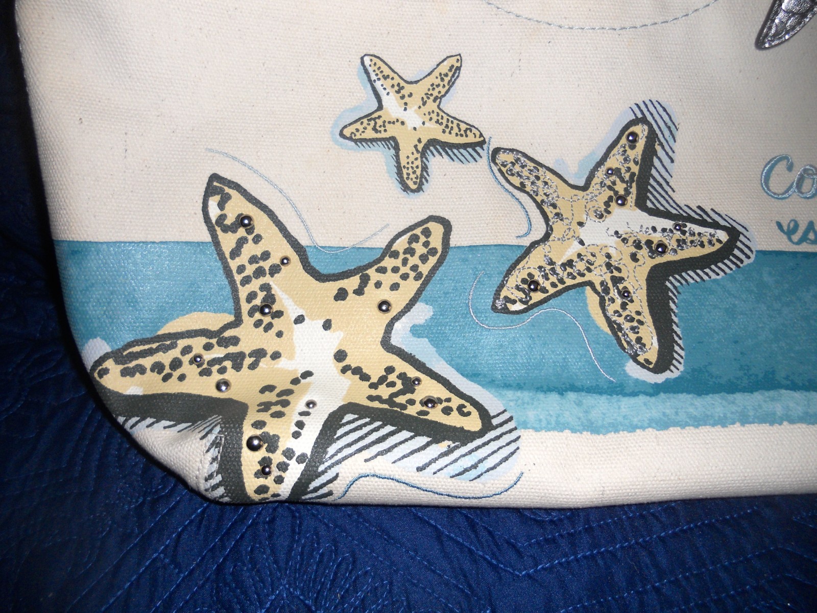 Vintage Coach Starfish Beach Tote Purse Canvas Excellent Condition