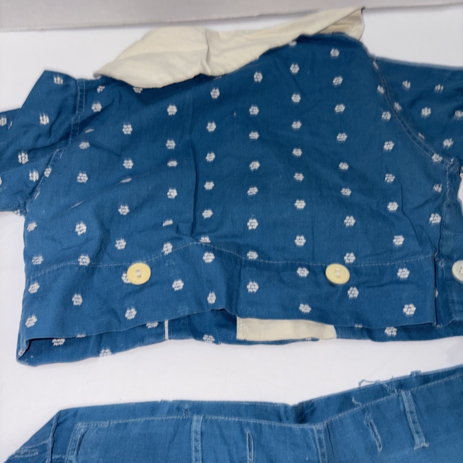 Vtg 40s 2 Piece Blue SSet – Sz 2-3t Handmade Needs Buttons