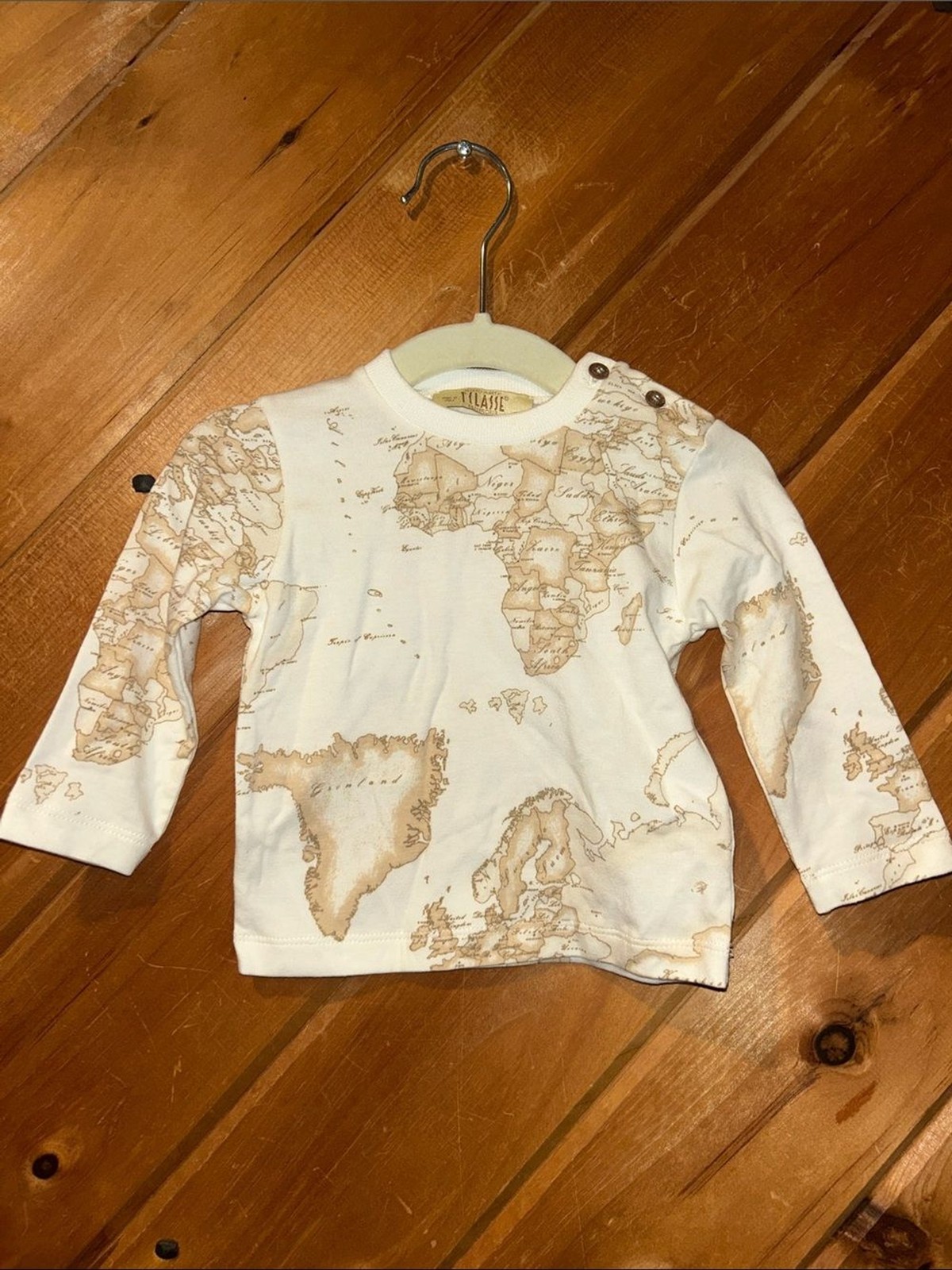 Alviero Martini 1ᴬ Classe baby 6m iconic “Geo Classic” beige map print top