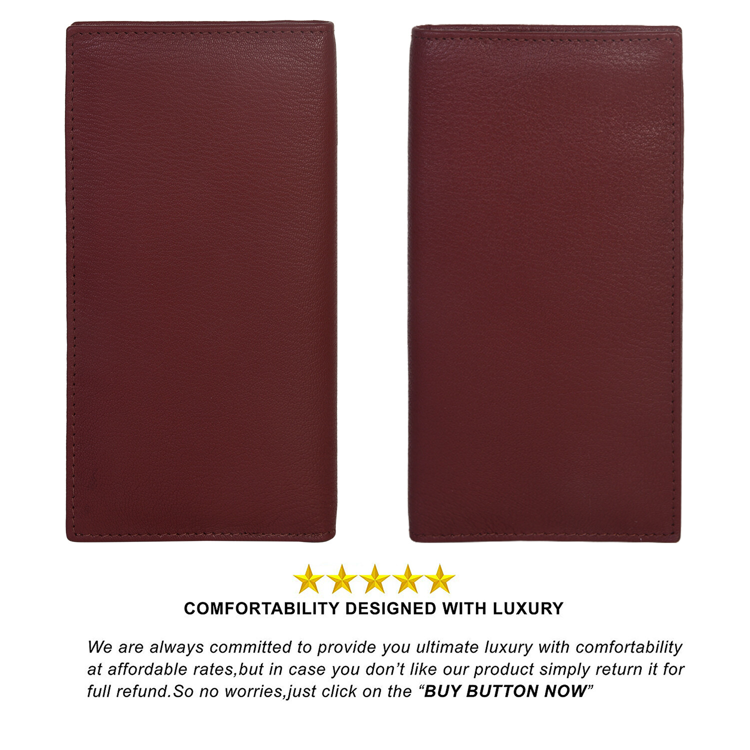 Leatherboss Genuine Leather Men Long Wallet Pockets ID Card Clutch Bifold Purse