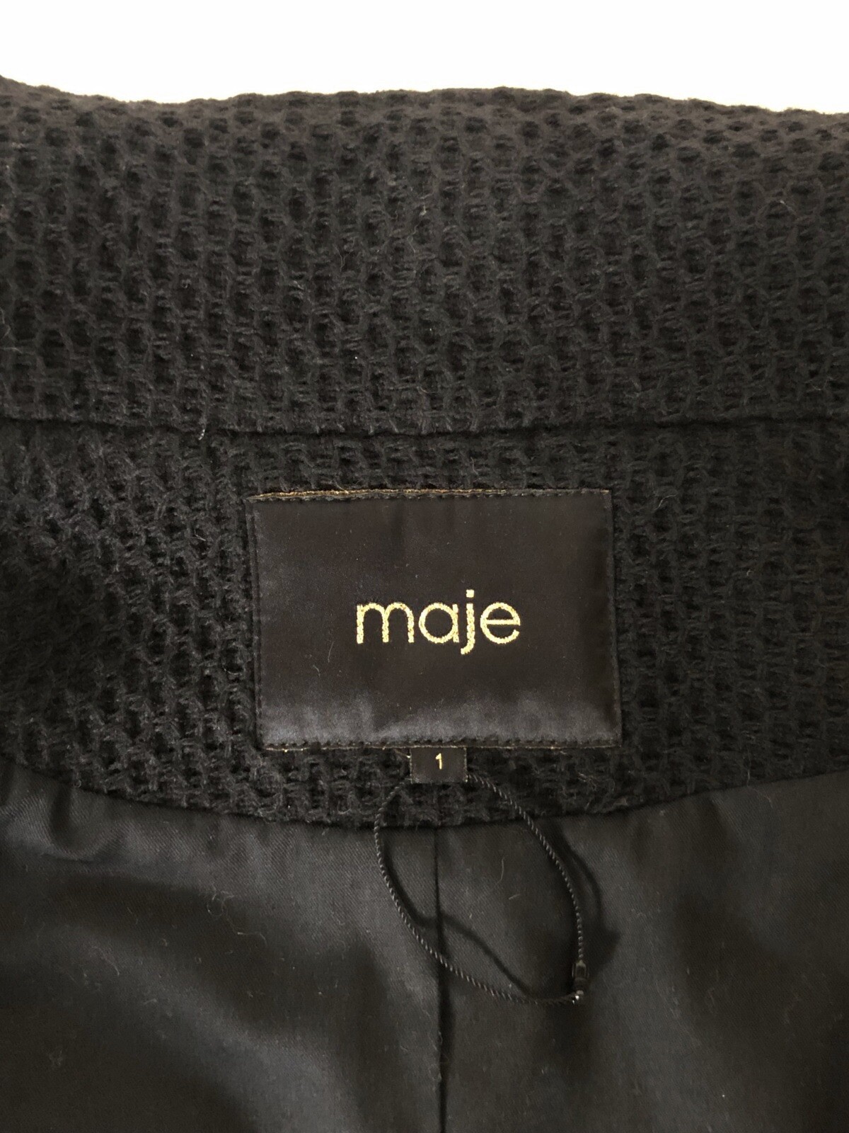 Maje Samy Leather & Jacquard Biker Jacket Size 1 (UK 8) NEVER WORN