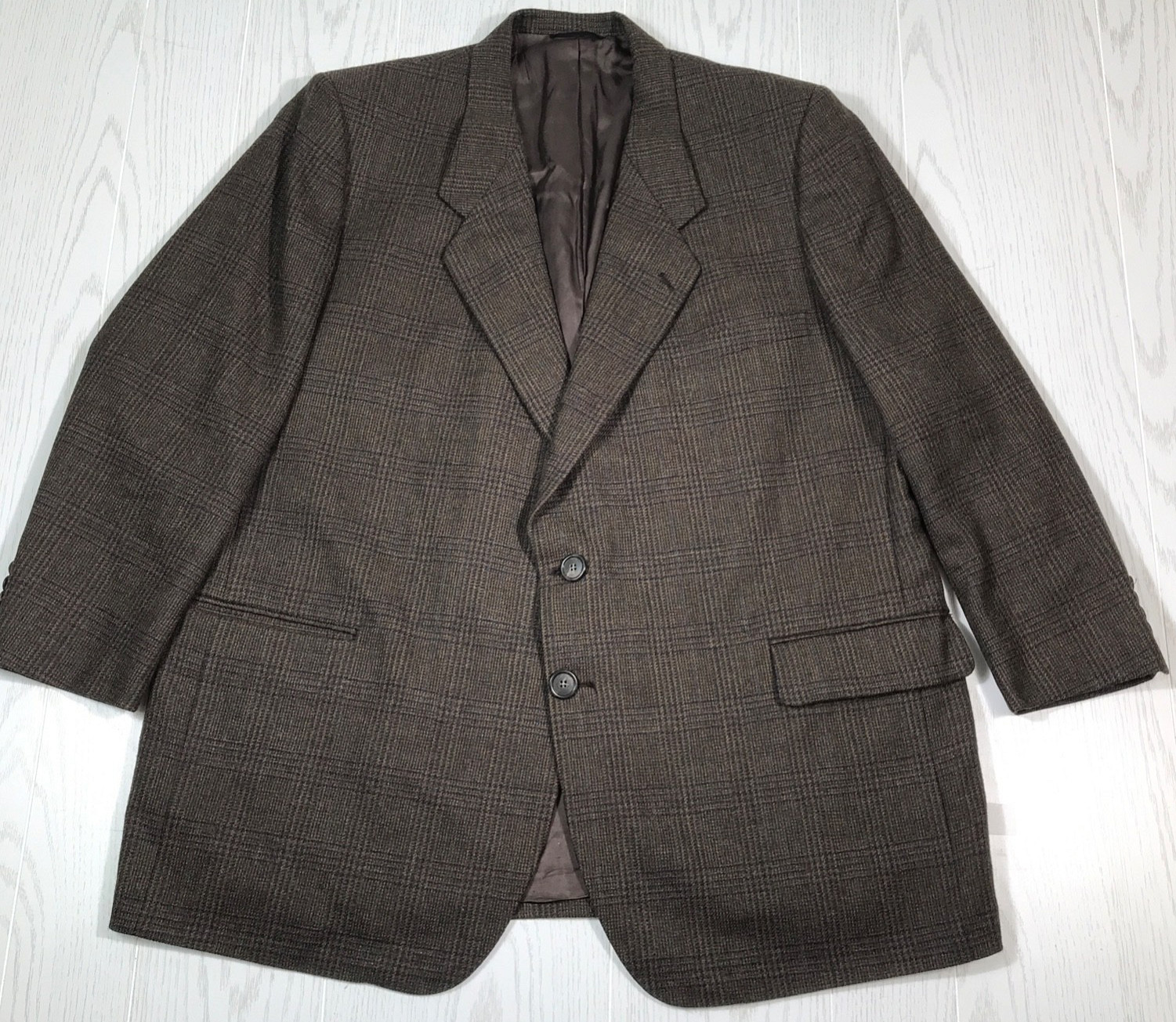 Tom James Corporate Image Blazer 52L Brown Houndstooth Wool Sport Coat Union