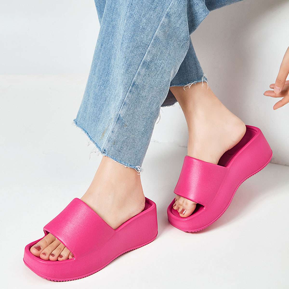 Womens Wedge High Heels Summer Platform Slippers Shoes Casual Peep Toe Sandals