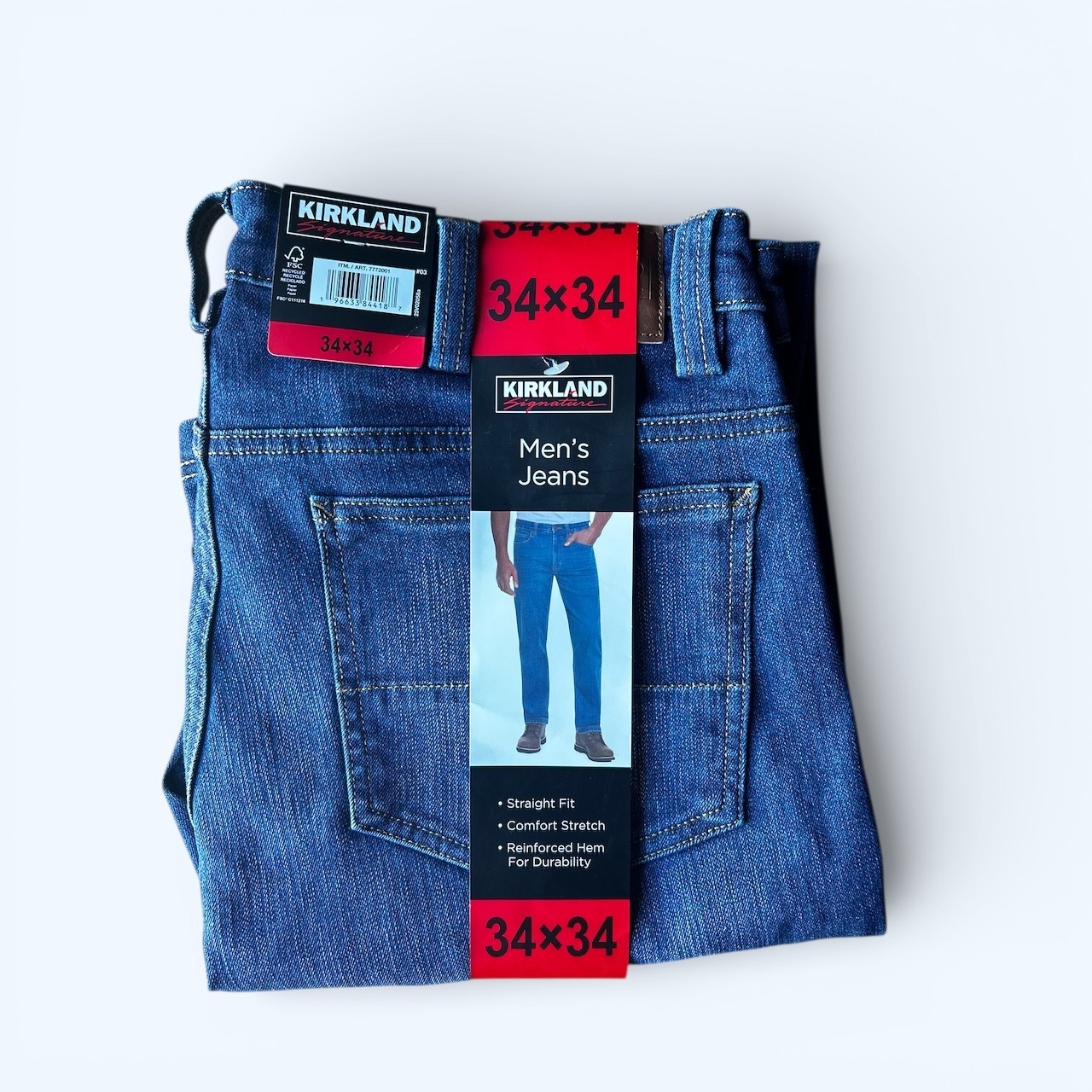 Kirkland Signature Mens Straight Fit Jean Blue Denim Size 34×34