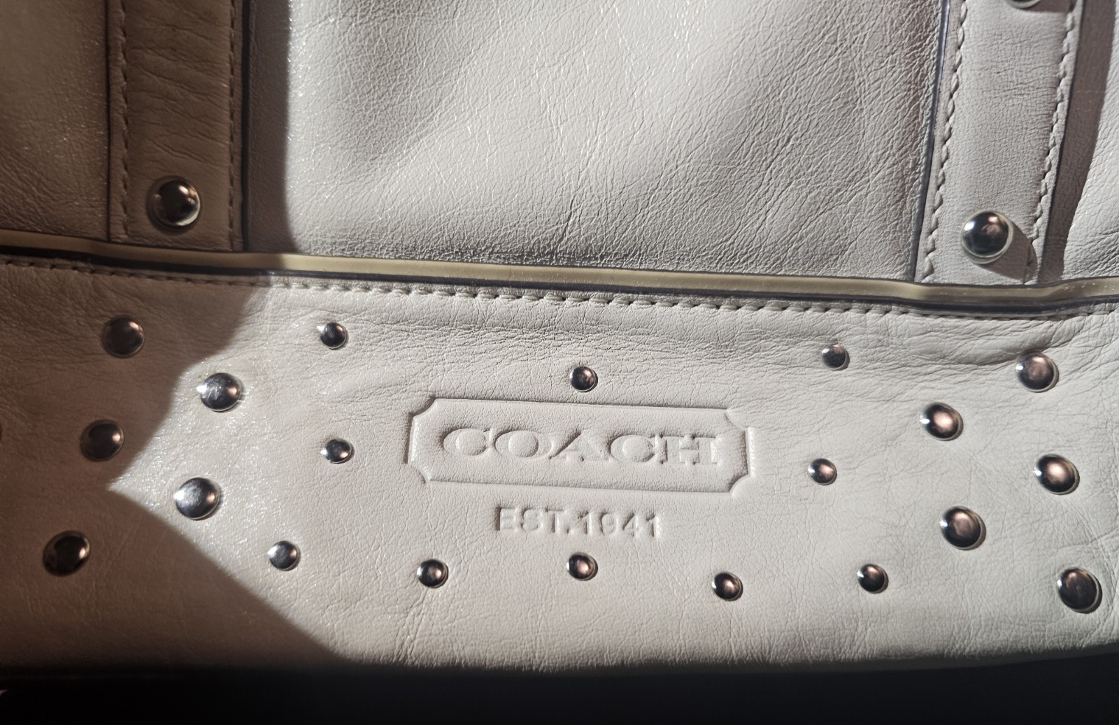 Coach Legacy F22088 Beige Leather Stud Convertible Satchel Carryall Shoulder Bag