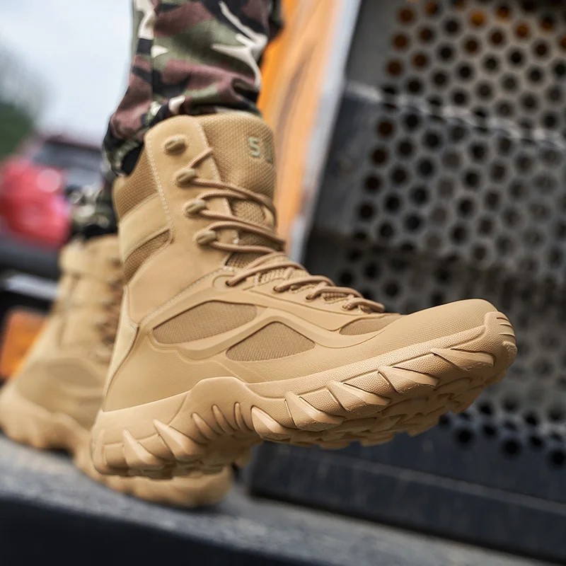 NORTIV8 Men’s Military Tactical Work Boots Side Zipper Hiking Combat Boots Shoes