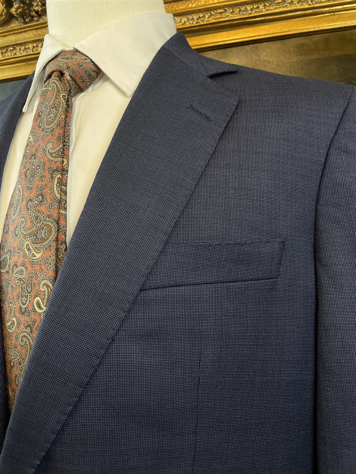 Culwell & Son BESPOKE 42R Blue Nailhead Superfine Wool 2Btn Blazer Jacket