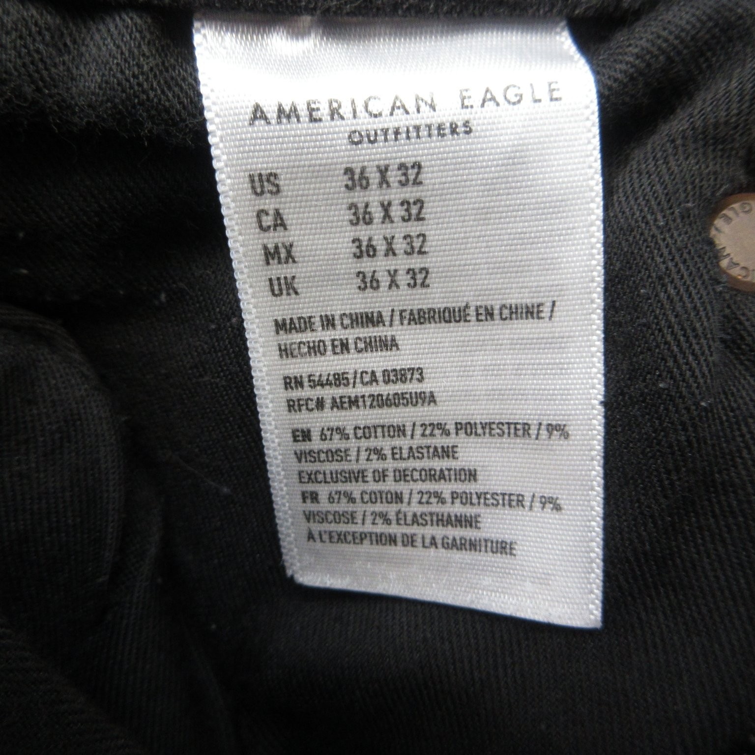 American Eagle Men’s 36×32 Distressed Black Wash Next Level Flex Jeans