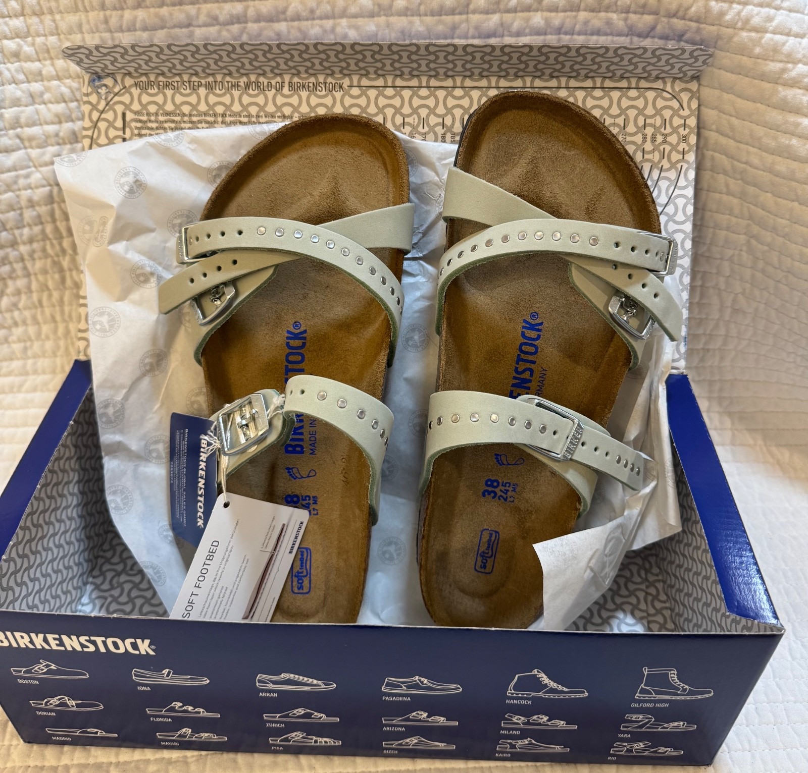 BIRKENSTOCK FRANCA INJECTED RIVETS SOFT FOOTBED NUBUCK LEATHER MATCHA GREEN 38 R