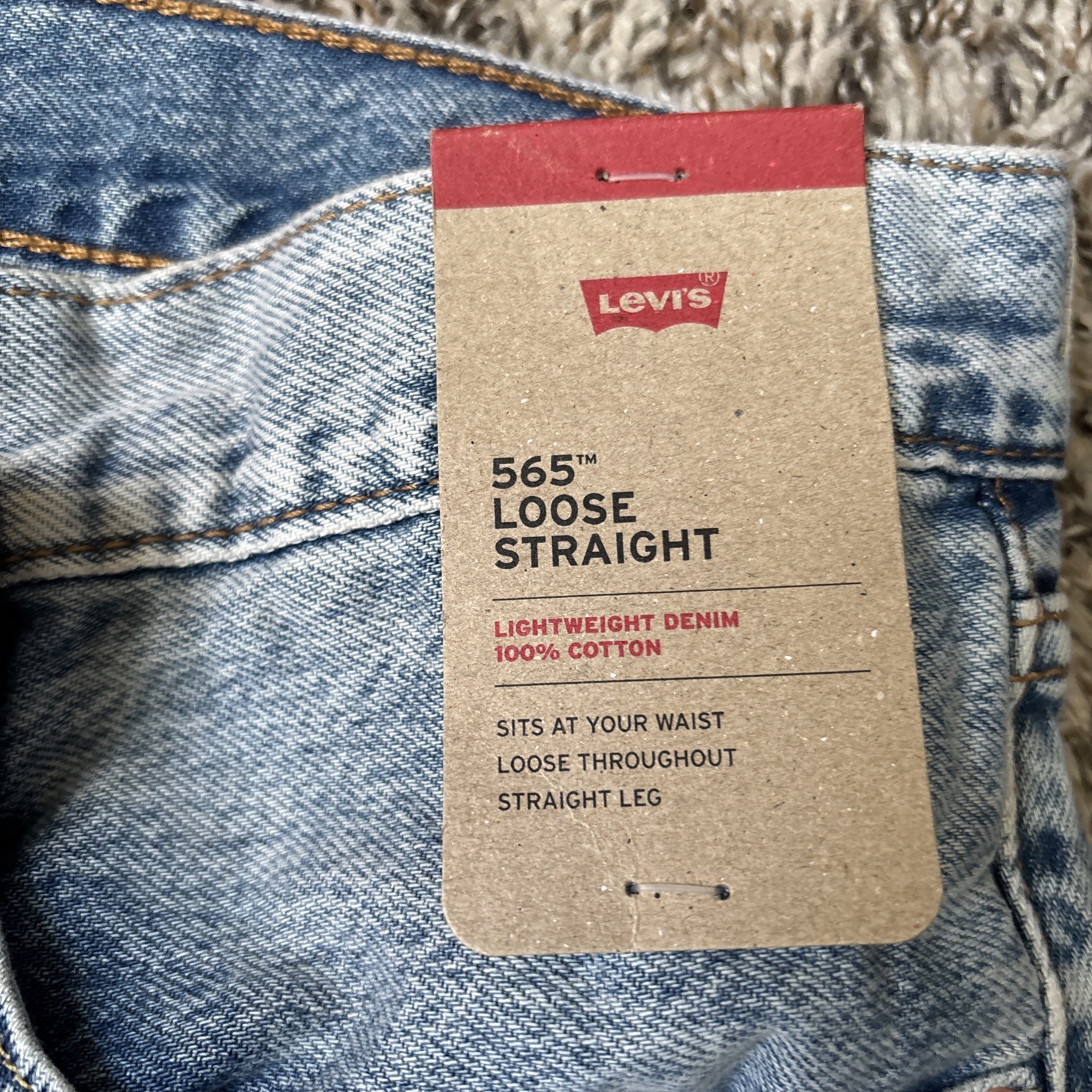 Levi’s 565 Men’s Loose Straight Denim Jeans Light Wash 36×30,Classic Fit NWT