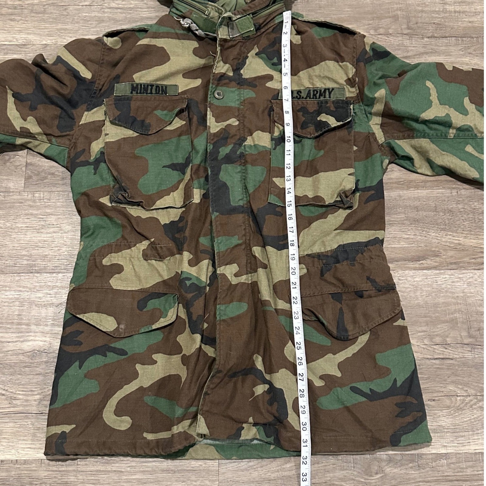 Vtg 1983 US Army M65 Field Jacket Medium Long Woodland Camo Winfield Coat 80s