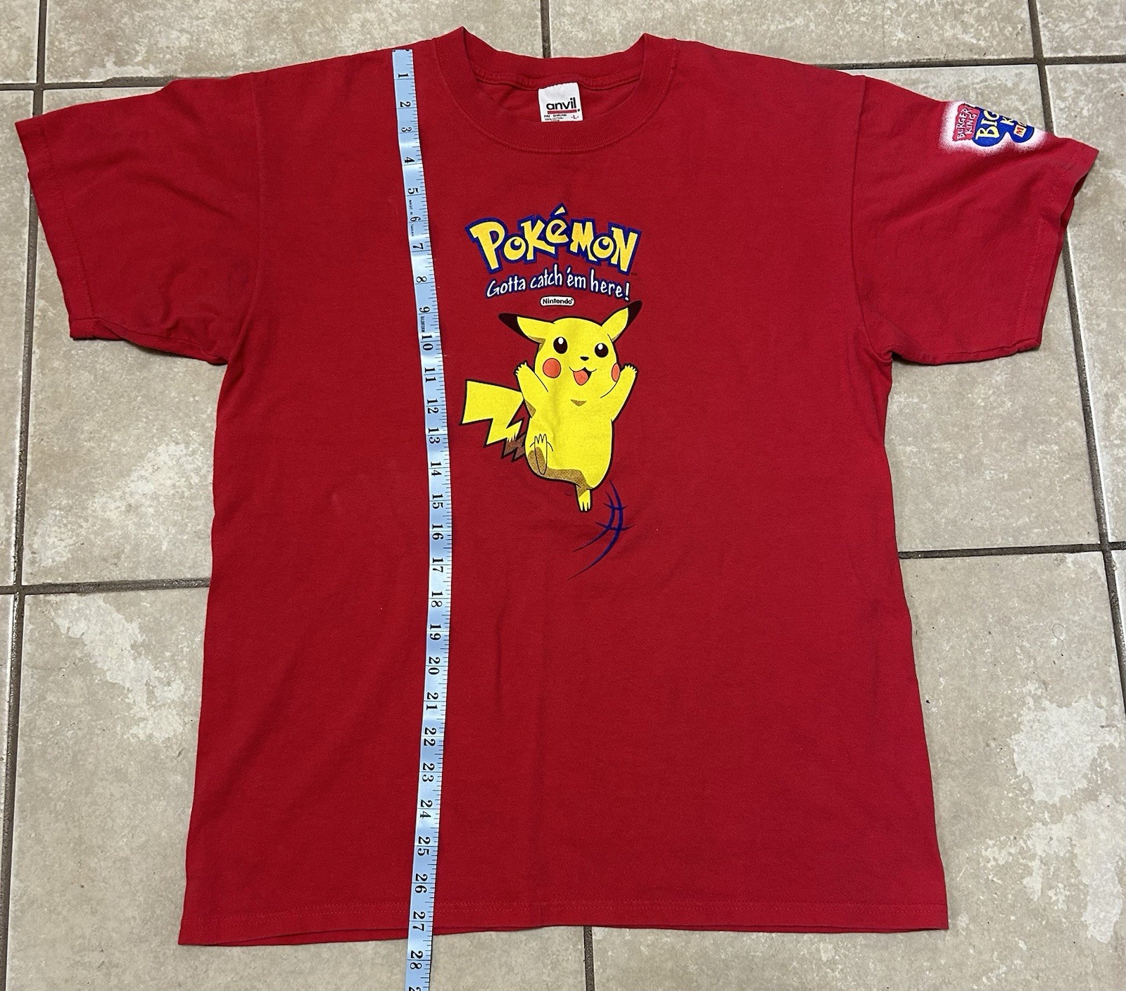 Pikachu Pokemon Vintage T-Shirt 1990’s Burger King Promo Size Large