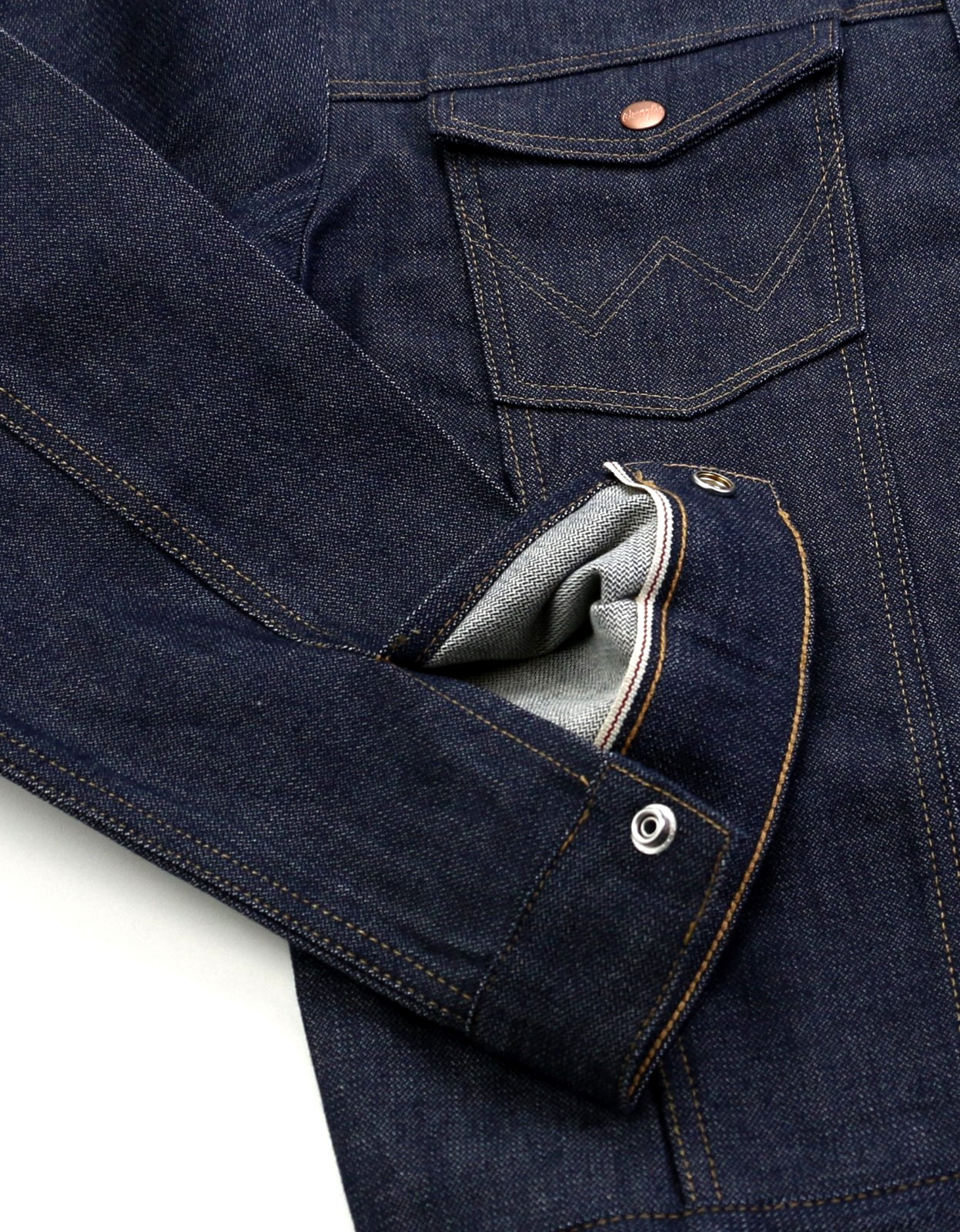 Wrangler Men’s Selvedge Denim Jacket Cowboy Cut Raw Indigo 14.75 oz 100% Cotton