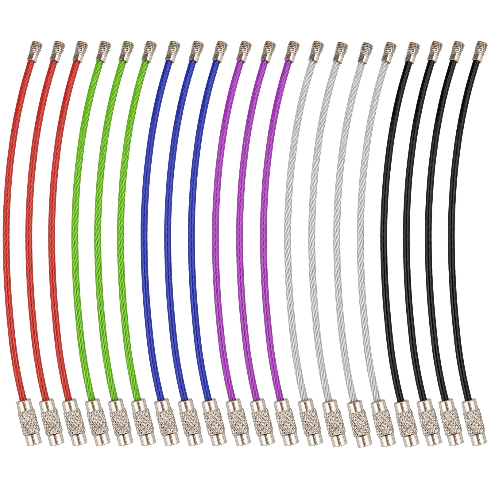 20 Pack 4.3 Inch Multicolor Stainless Steel Wire Ring Cable Loop Rings for Tags