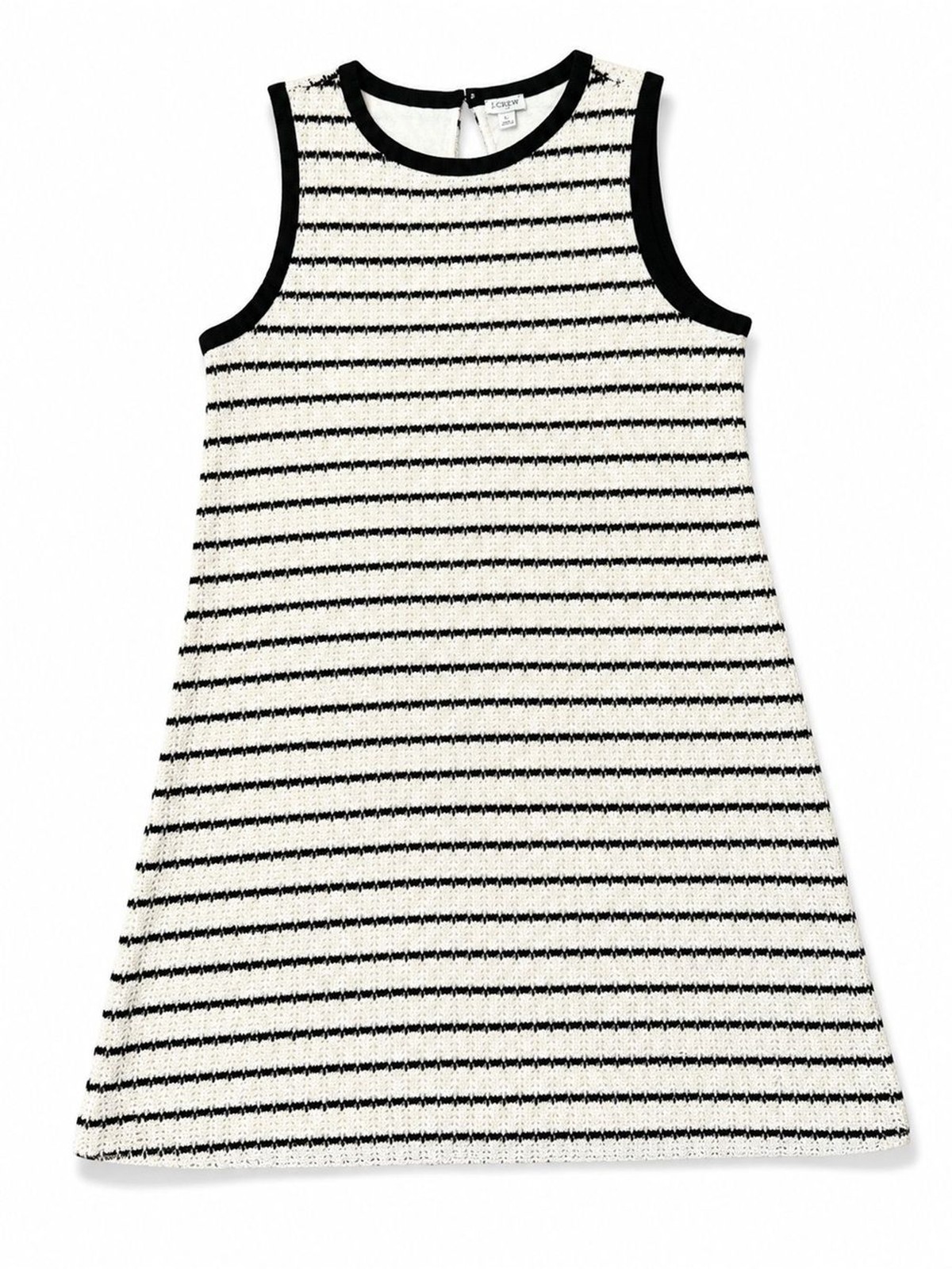 J Crew Textured Stripe Shift Dress Cream Black Knit Large